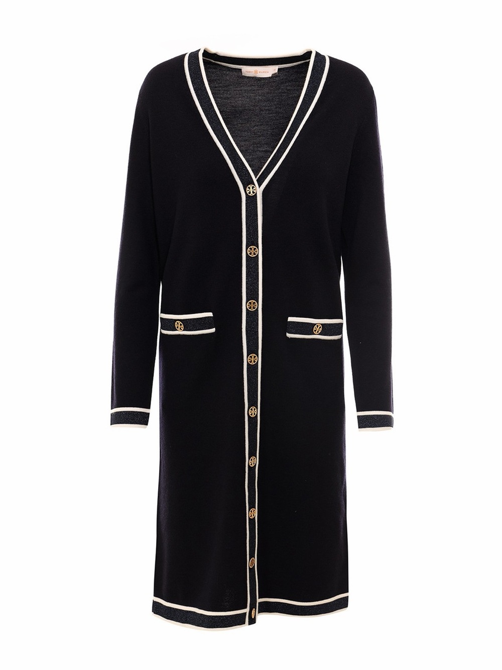 Tory Burch Long Madeline Cardigan with Gold Button Accents - Sz XL